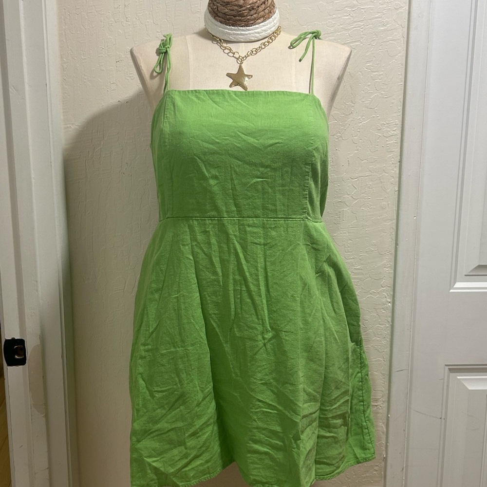 Old Navy Bright Green Tie-Strap Mini Dress